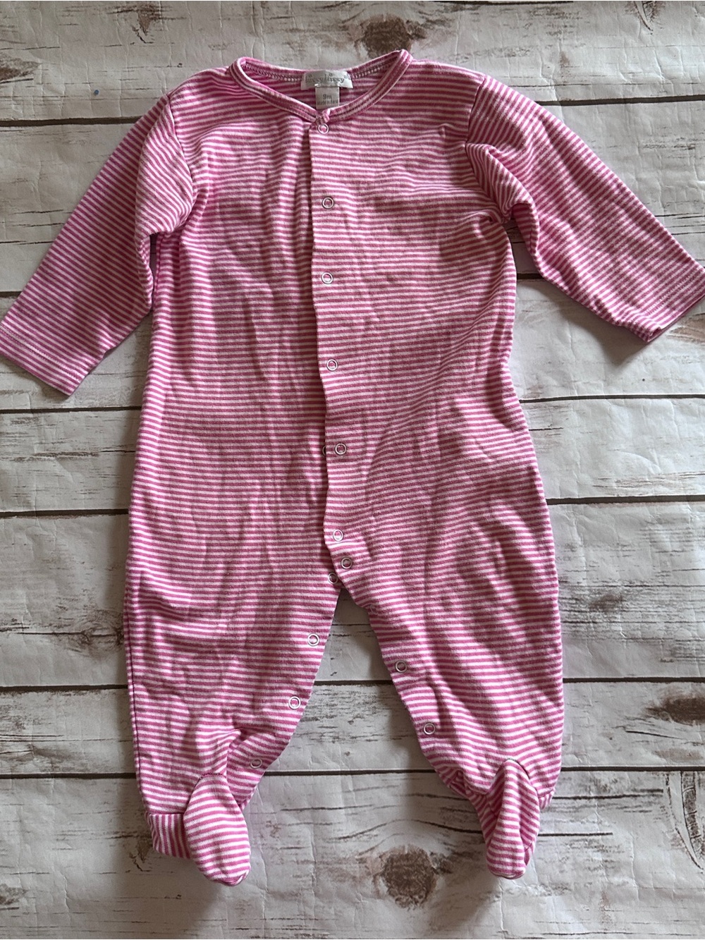 Kissy kissy pink striped sleeper fair pilling size 9 months